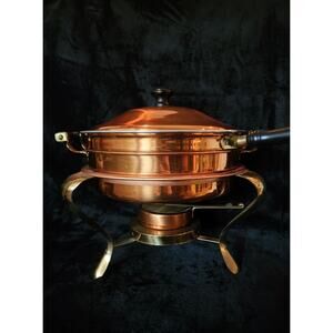 Vintage Copper Chafing Dish Warmer Double Boiler